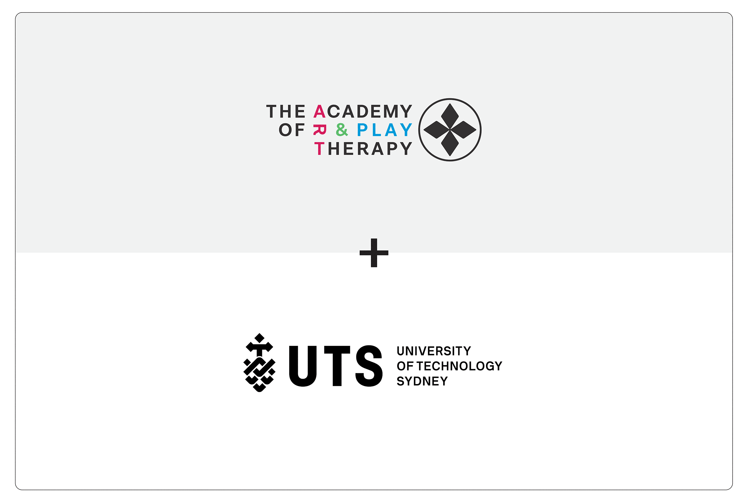 The Academy of Art & Play Therapy + UTS University of Technology Sydney logos